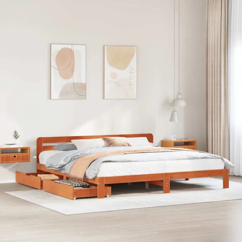 Bedframe van massief grenenhout voor een stabiele nachtrust - Wasbruin / 180 x 200 cm - Bedden & bedframes