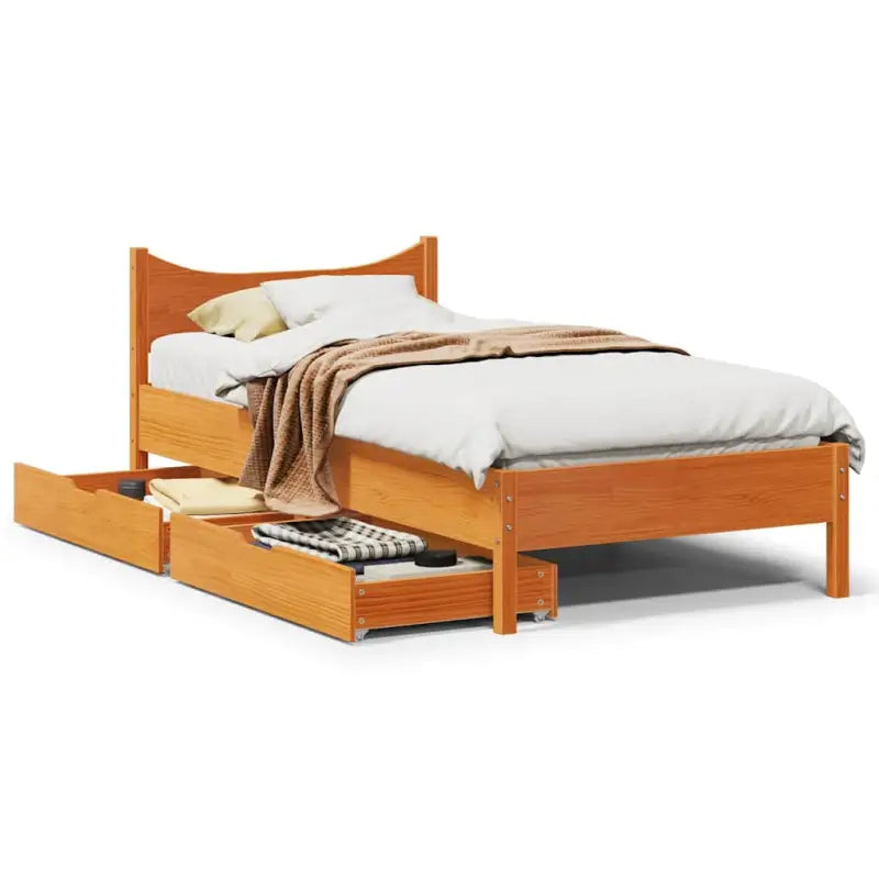 Bedframe van massief grenenhout voor een stabiele nachtrust - Wasbruin / 75 x 190 cm - Bedden & bedframes