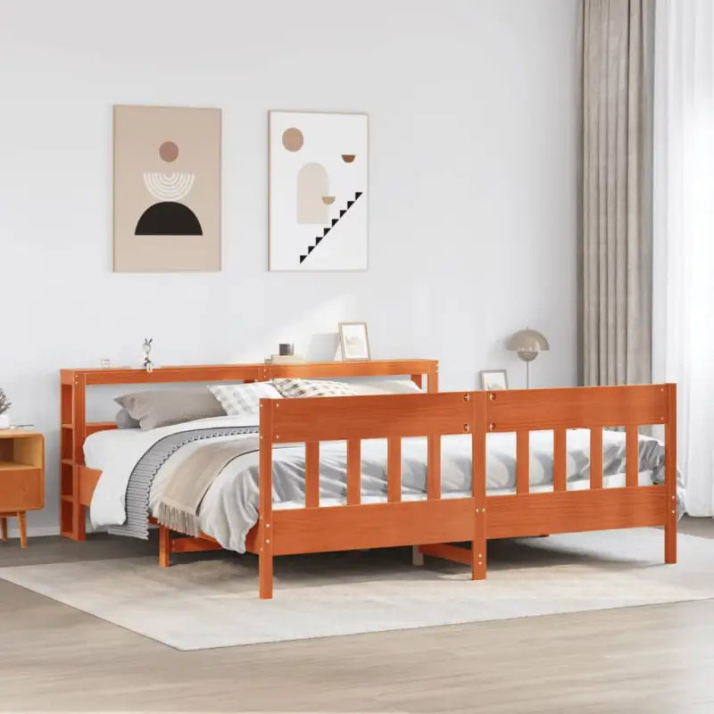 Bedframe van massief grenenhout voor een stabiele nachtrust - Wasbruin / 200 x 200 cm - Bedden & bedframes