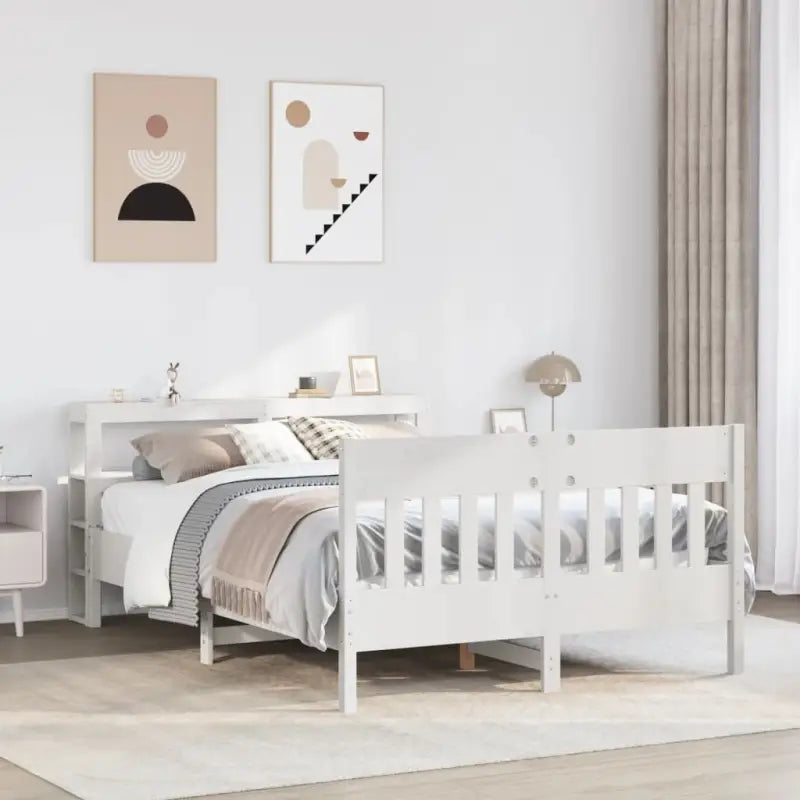 Bedframe van massief grenenhout voor een stabiele nachtrust - Wit / 135 x 190 cm - Bedden & bedframes
