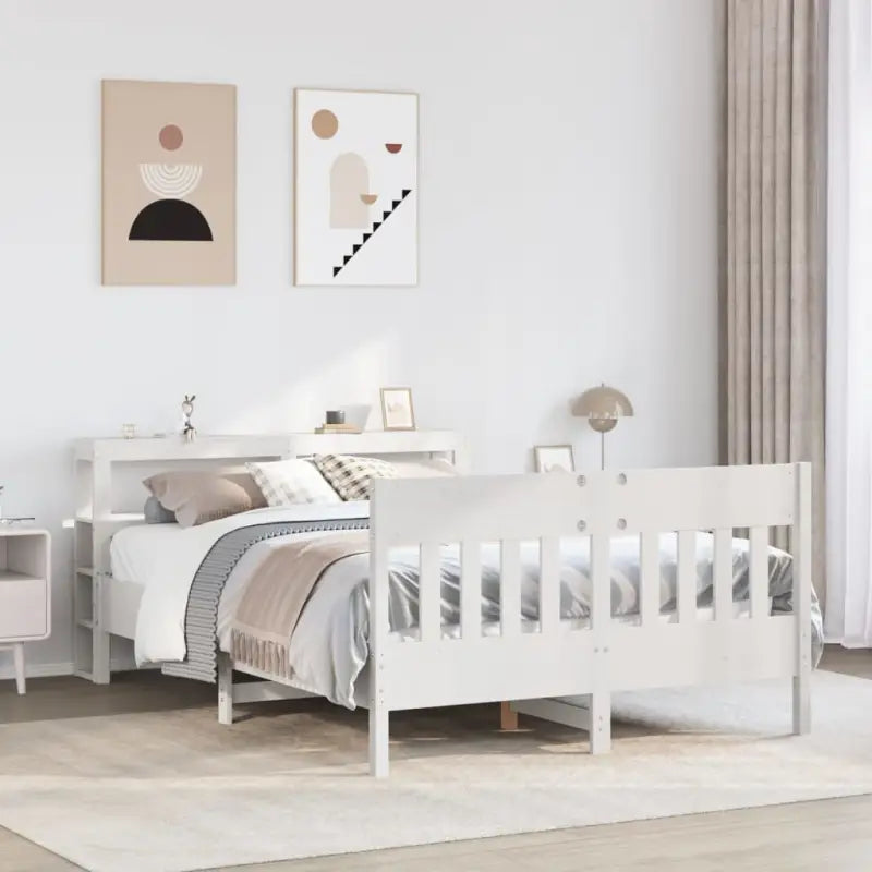 Bedframe van massief grenenhout voor een stabiele nachtrust - Wit / 150 x 200 cm - Bedden & bedframes
