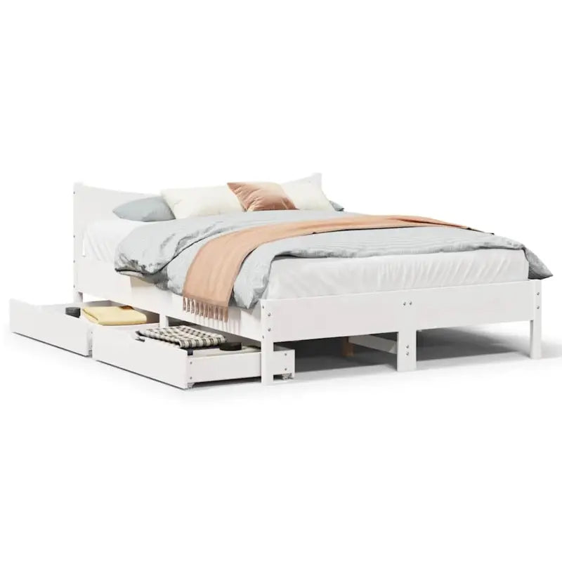 Bedframe van massief grenenhout voor een stabiele nachtrust - Wit / 150 x 200 cm - Bedden & bedframes