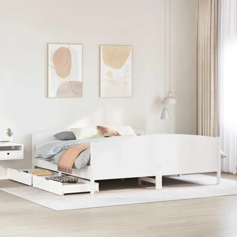 Bedframe van massief grenenhout voor een stabiele nachtrust - Wit / 180 x 200 cm - Bedden & bedframes
