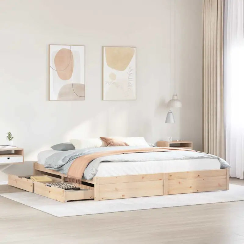 Bedframe van massief grenenhout voor een stabiele slaapbasis - Naturel / 180 x 200 cm - Bedden & bedframes
