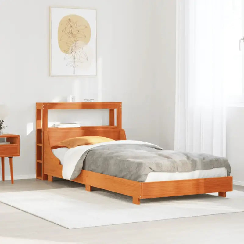 Bedframe van massief grenenhout voor een stabiele slaapkamer basis - Wasbruin / 100 x 200 cm - Bedden & bedframes