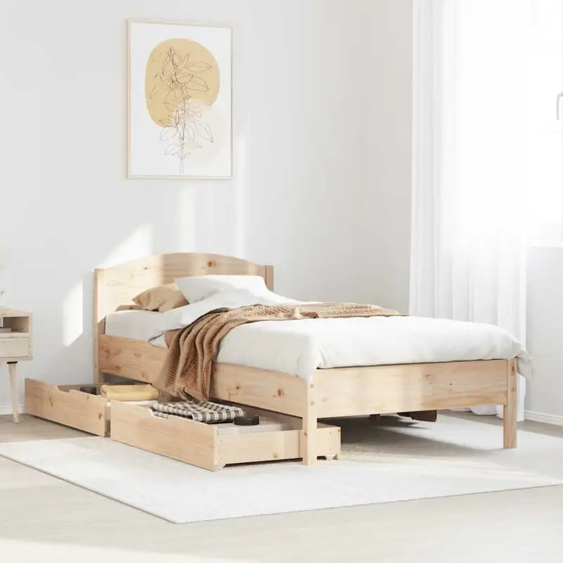 Bedframe van massief grenenhout voor een stabiele slaapkamer basis - Naturel / 90 x 200 cm - Bedden & bedframes