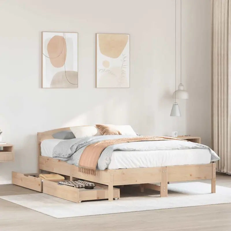 Bedframe van massief grenenhout voor een stabiele slaapkamer basis - Naturel / 120 x 190 cm - Bedden & bedframes