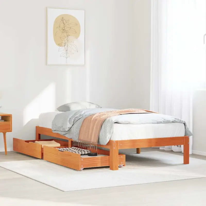 Bedframe van massief grenenhout voor een stevige en duurzame slaapkamer - Wasbruin / 90 x 190 cm - Bedden & bedframes
