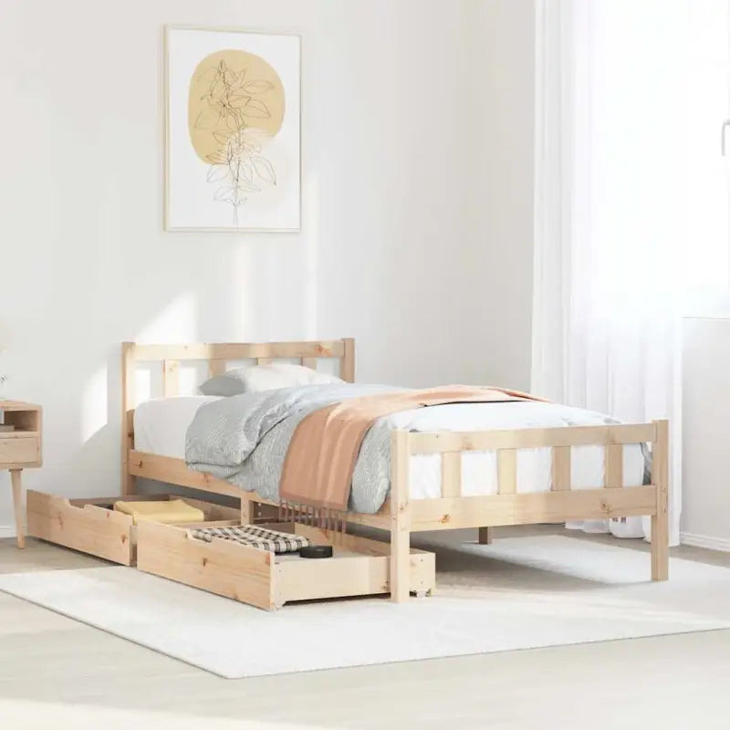 Bedframe van massief grenenhout voor een stevige en duurzame slaapplek - Naturel / 75 x 190 cm - Bedden & bedframes