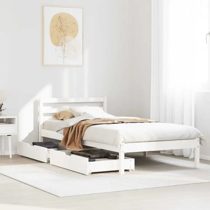 Bedframe van massief grenenhout voor een stevige en duurzame slaapkamer - Wit / 75 x 190 cm - Bedden & bedframes