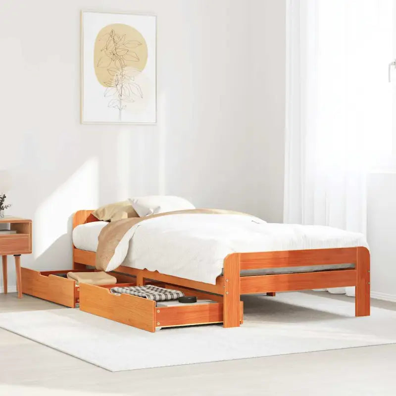 Bedframe van massief grenenhout voor een stevige en duurzame slaapruimte - Wasbruin / 100 x 200 cm - Bedden & bedframes