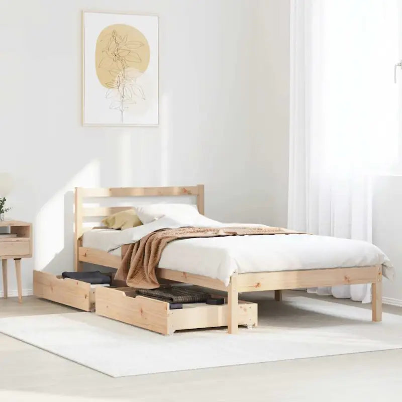 Bedframe van massief grenenhout voor een stevige en duurzame slaapkamer - Naturel / 90 x 200 cm - Bedden & bedframes