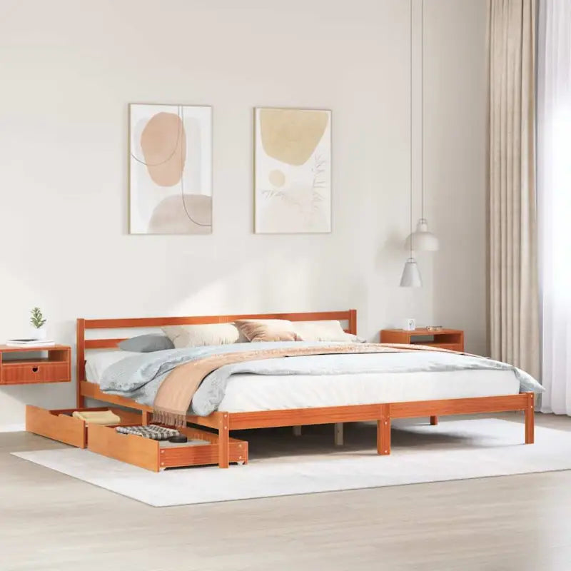 Bedframe van massief grenenhout voor een stevige en duurzame slaapkamer - Wasbruin / 180 x 200 cm - Bedden & bedframes