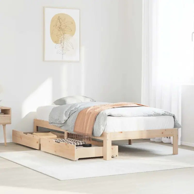 Bedframe van massief grenenhout voor een stevige en duurzame slaapkamer - Naturel / 90 x 190 cm - Bedden & bedframes