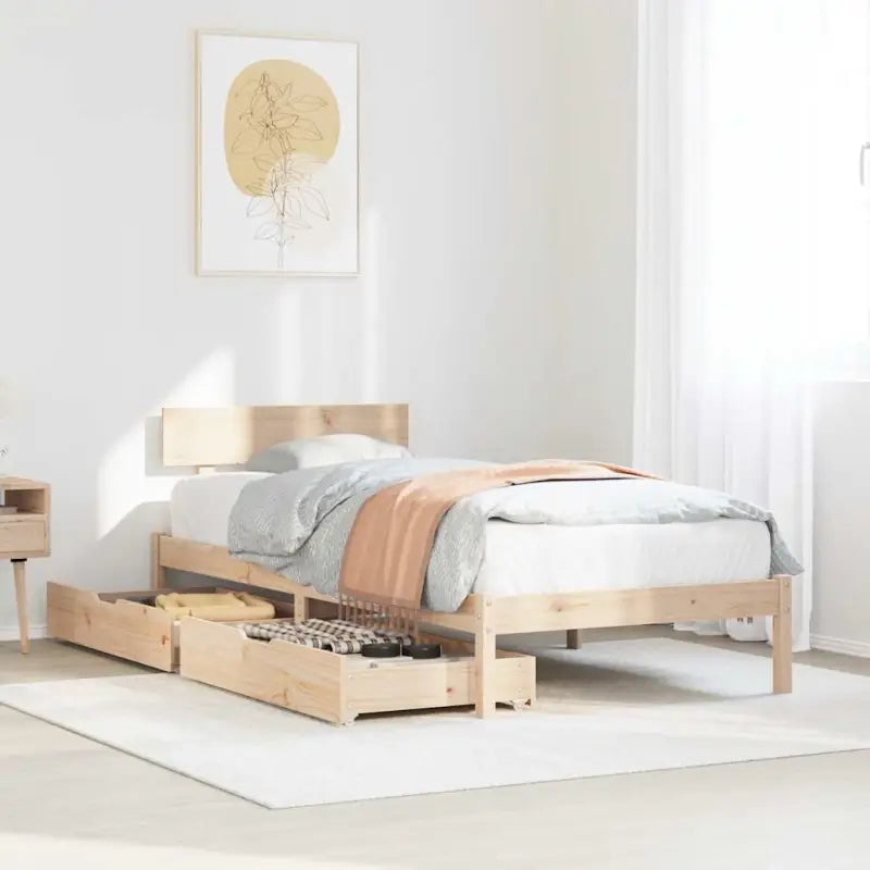 Bedframe van massief grenenhout voor stabiele en duurzame slaapkamer</assistant - Naturel / 90 x 190 cm - Bedden &