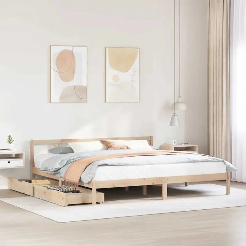 Bedframe van massief grenenhout voor stabiele en duurzame slaapgemoedsrust - Naturel / 200 x 200 cm - Bedden & bedframes