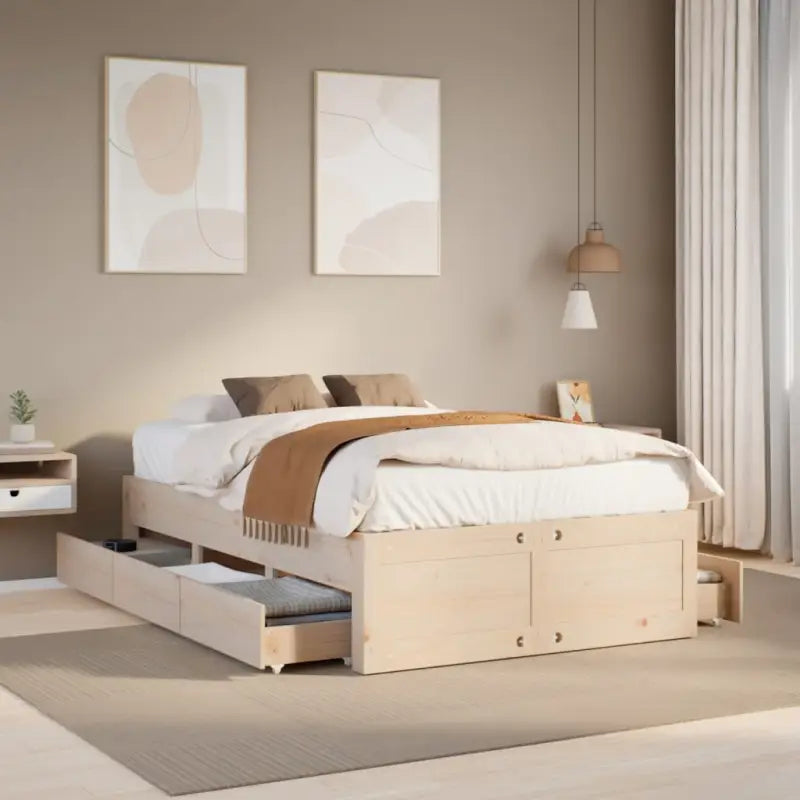 Bedframe van massief grenenhout voor stevige en duurzame slaapcomfort - Naturel / 120 x 200 cm - Bedden & bedframes