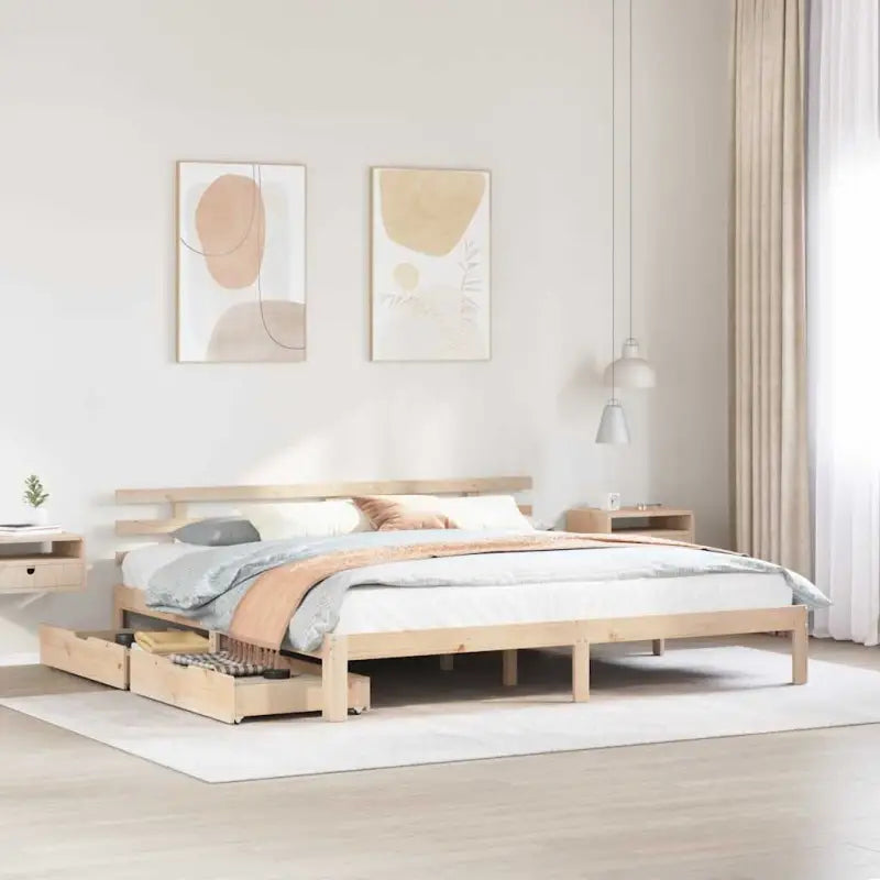 Bedframe van massief grenenhout voor stevige en duurzame slaapplaats - Naturel / 180 x 200 cm - Bedden & bedframes