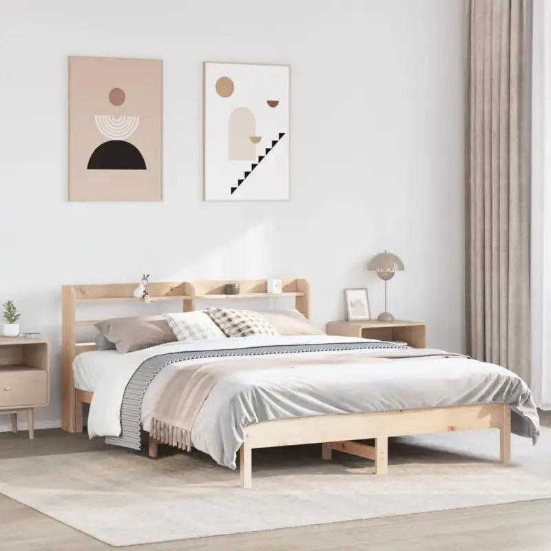 Bedframe van massief grenenhout voor stevige en duurzame slaapruimte - Naturel / 150 x 200 cm - Bedden & bedframes