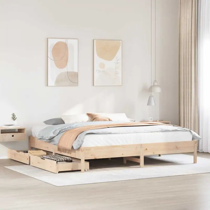 Bedframe van massief grenenhout voor stevige en duurzame slaaprust - Naturel / 180 x 200 cm - Bedden & bedframes