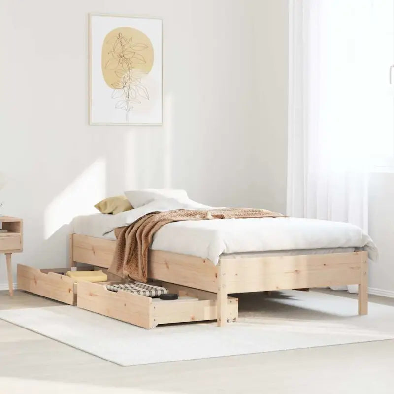 Bedframe van massief grenenhout voor stevige en duurzame slaaprust - Naturel / 75 x 190 cm - Bedden & bedframes
