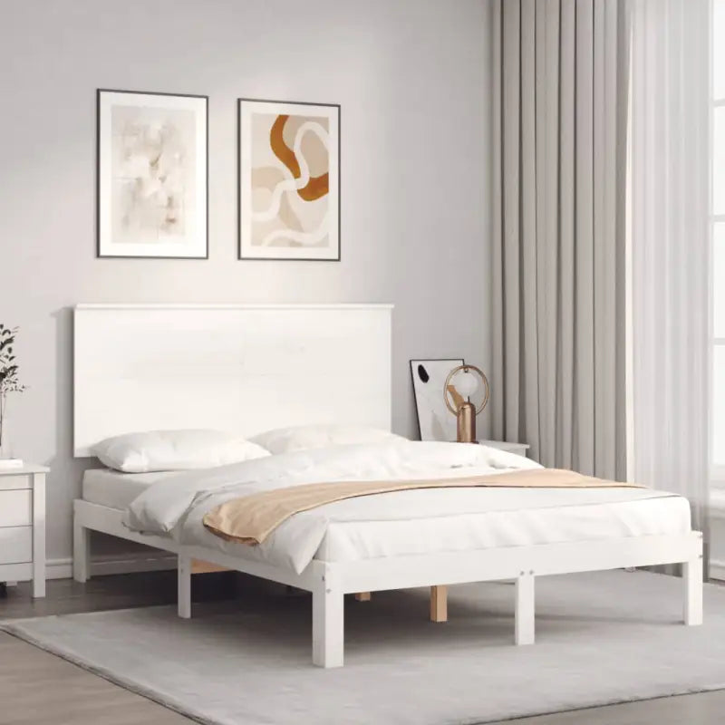 Bedframe van massief grenenhout voor uitstekende ondersteuning en stijl - Wit / 140 x 190 cm - Bedden & bedframes