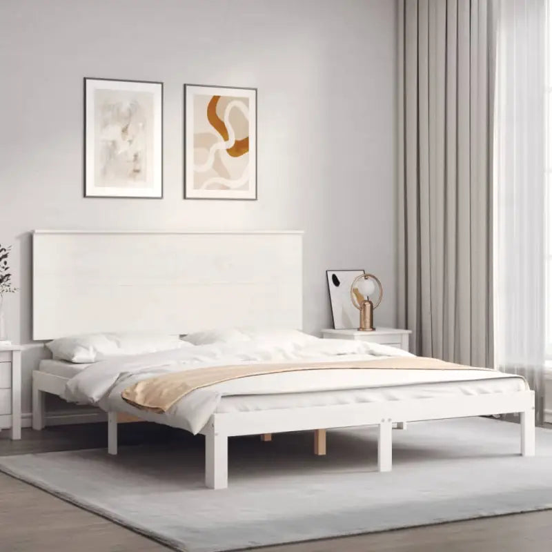 Bedframe van massief grenenhout voor uitstekende ondersteuning en stijl - Wit / 150 x 200 cm - Bedden & bedframes