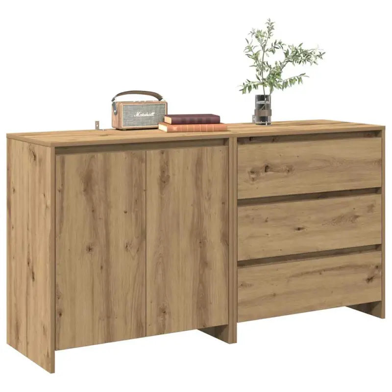 Behandeld bewerkt hout dressoir met ruime afmetingen voor opbergruimte - artisanaal eikenkleurig / 2 - Dressoirs &