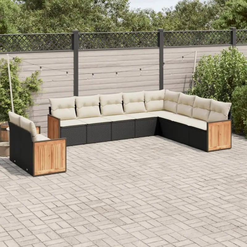 Beige loungeset met gepoedercoat staal en waterdichte zak voor buiten - Zwart en crème / Zonder tafel - Tuinsets