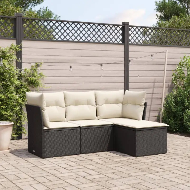 Beige Loungeset met Waterdichte Tas en Gepoedercoat Staal Afmetingen - Zwart en crème / Zonder tafel - Tuinsets