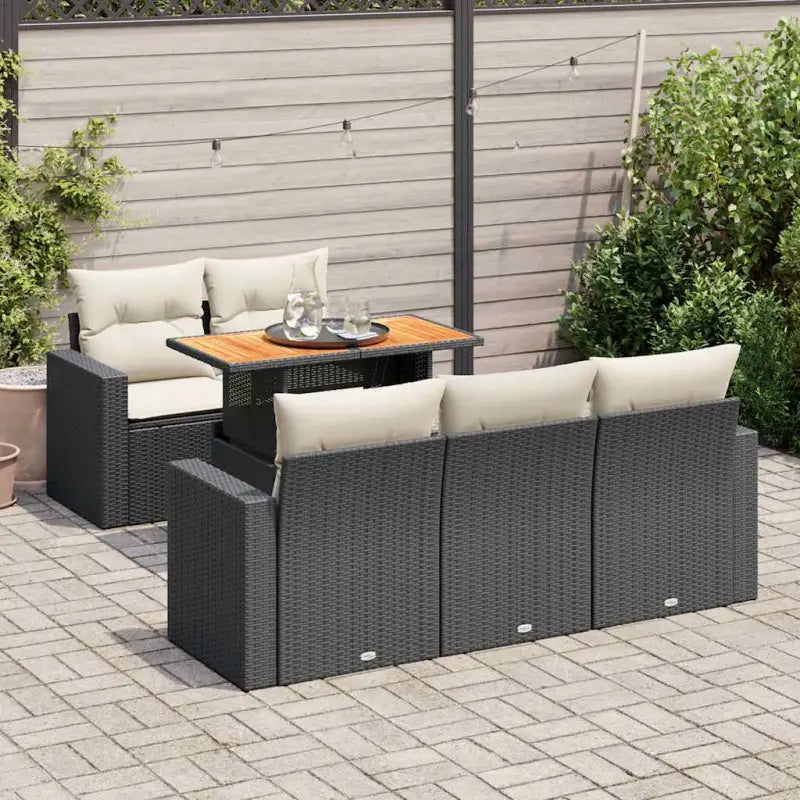 Beige Loungeset met waterdichte tas en gepoedercoat staal voor buiten - Zwart en crème / met opbergruimte - Tuinsets