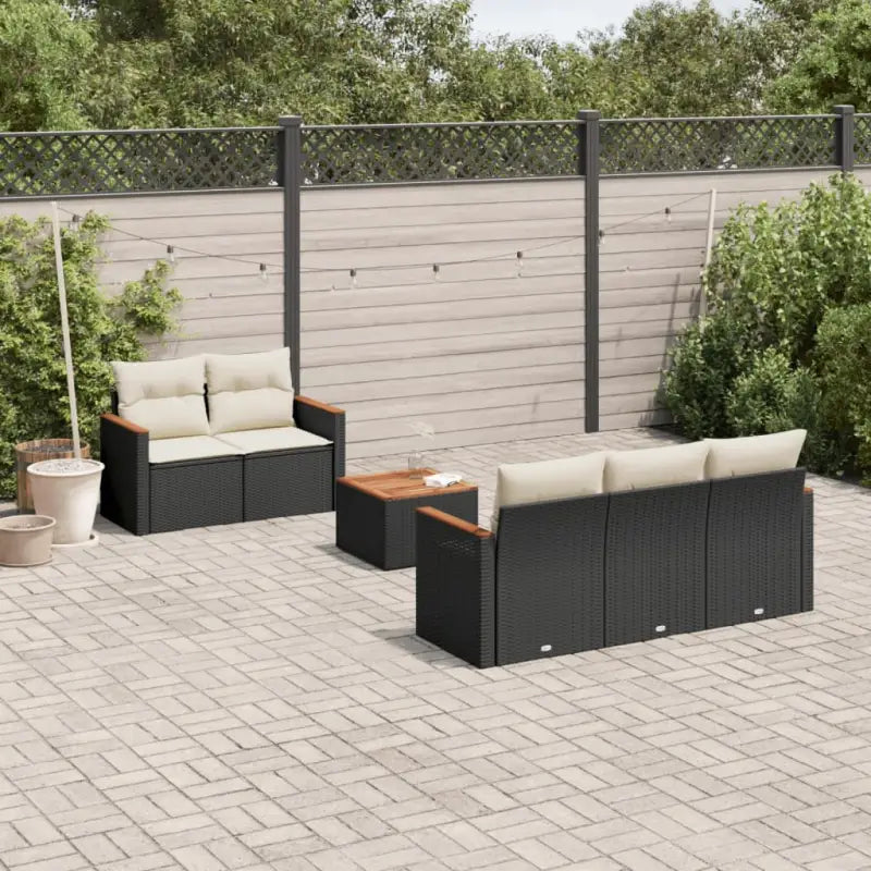 Beige loungeset met waterdichte tas en gepoedercoat staal voor buiten - Zwart en crème - Tuinsets