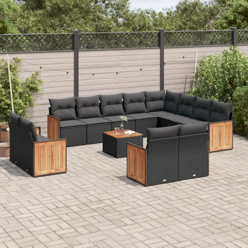 Beige loungeset met waterdichte zak en gepoedercoat staal voor buiten - Zwart / Met tafel - Tuinsets
