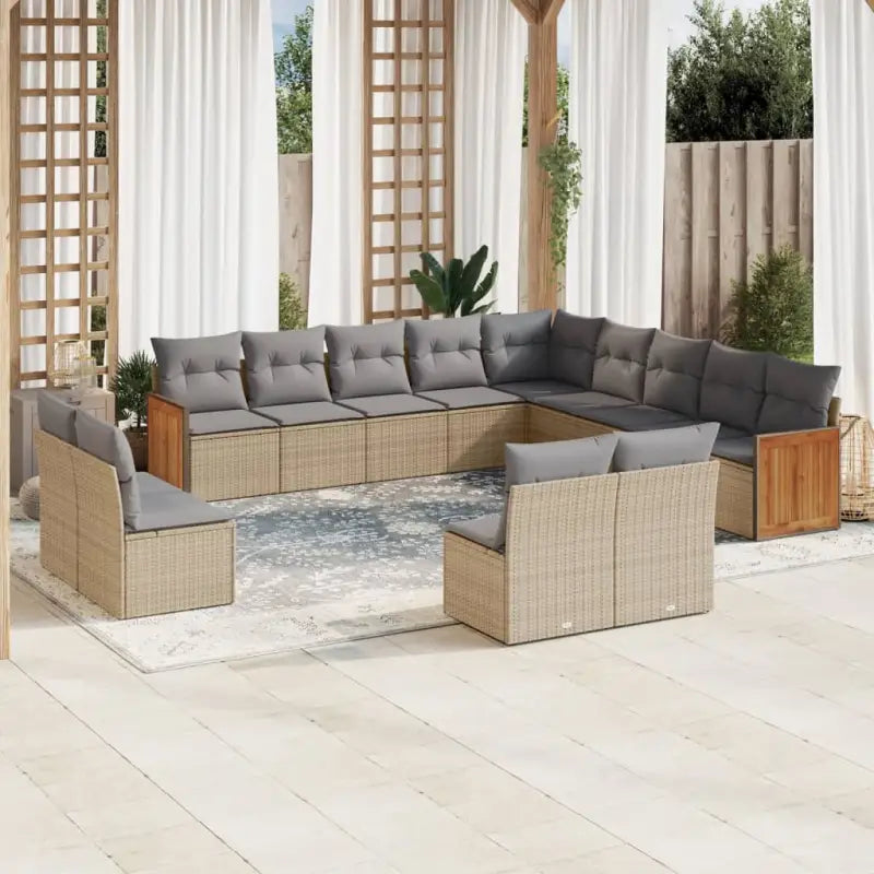 Beige loungeset met waterdichte zak en gepoedercoat staal voor buiten - Beige en grijs / Zonder tafel - Tuinsets