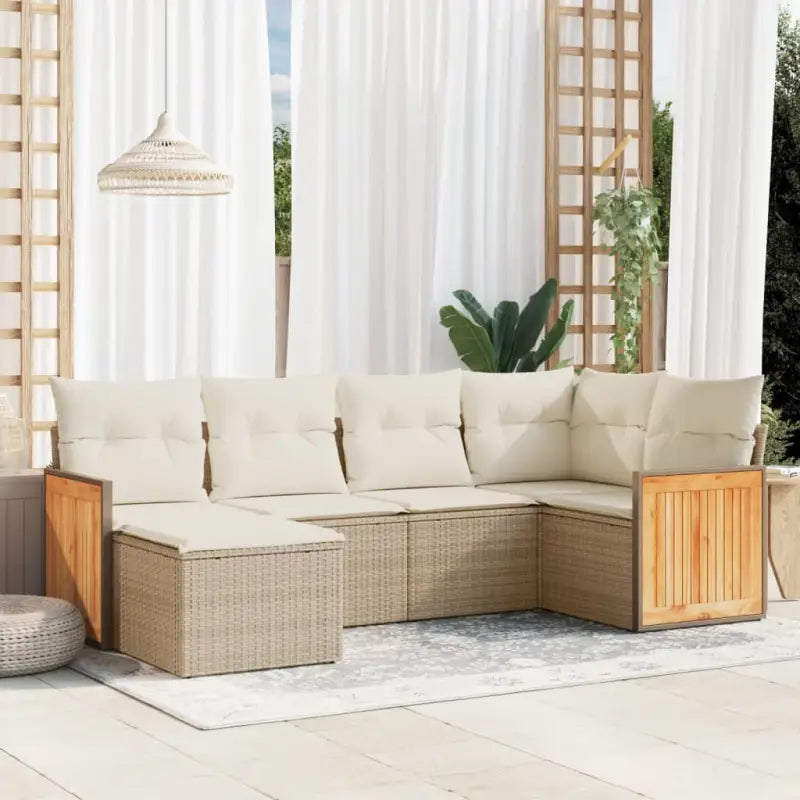 Beige loungeset van gepoedercoat staal met perfecte afmetingen voor tuin of terras - beige en crèmekleurig / Zonder
