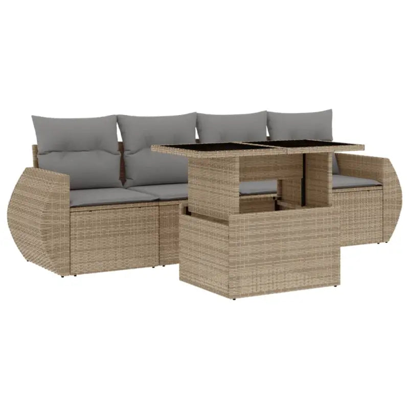 Beige materiaal loungeset met gepoedercoat staal en afmetingen voor tuin - Tuinsets