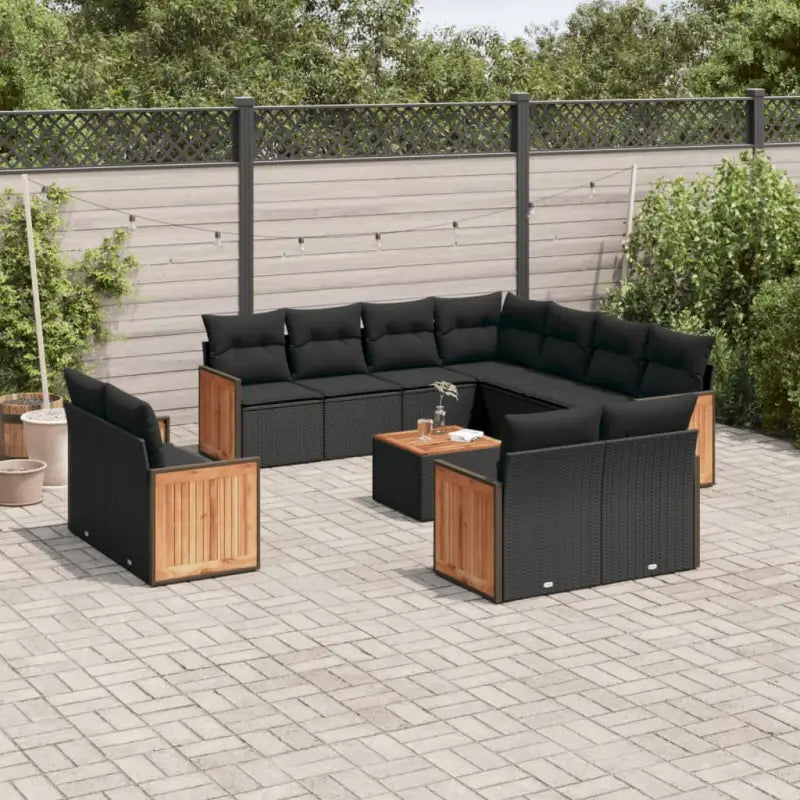 Beige materiaal loungeset met gepoedercoat staal en comfortabele afmetingen - Zwart / Met tafel - Tuinsets