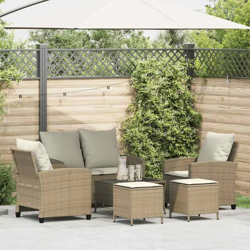 Beige materiaal loungeset met gepoedercoat staal en gehard glas - beige en crèmekleurig / Glas - Tuinsets