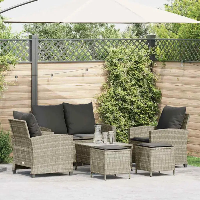 Beige materiaal loungeset met gepoedercoat staal en gehard glas - Lichtgrijs / Glas - Tuinsets