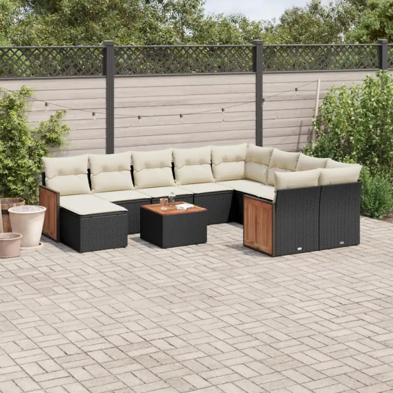 Beige materiaal loungeset met gepoedercoat staal en passende afmetingen - Zwart en crème - Tuinsets