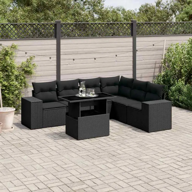 Beige materiaal loungeset met gepoedercoat staal en ruime afmetingen - Zwart / zonder opbergruimte - Tuinsets