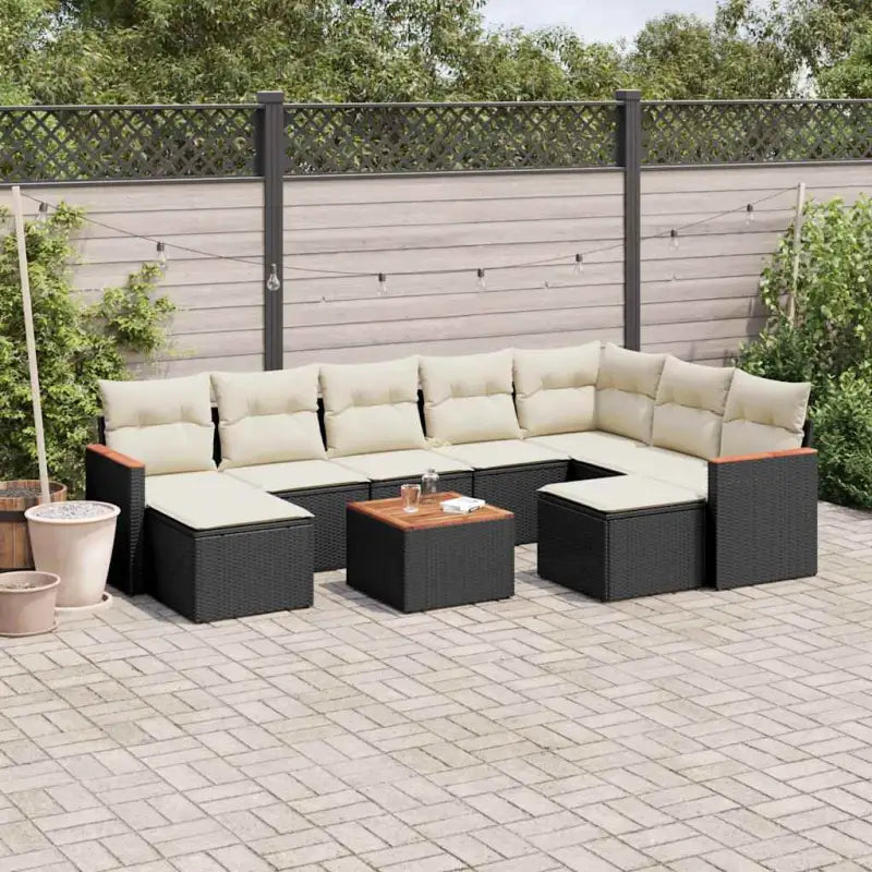 Beige materiaal loungeset met gepoedercoat staal en waterdichte tas - Zwart en crème / Met tafel - Tuinsets