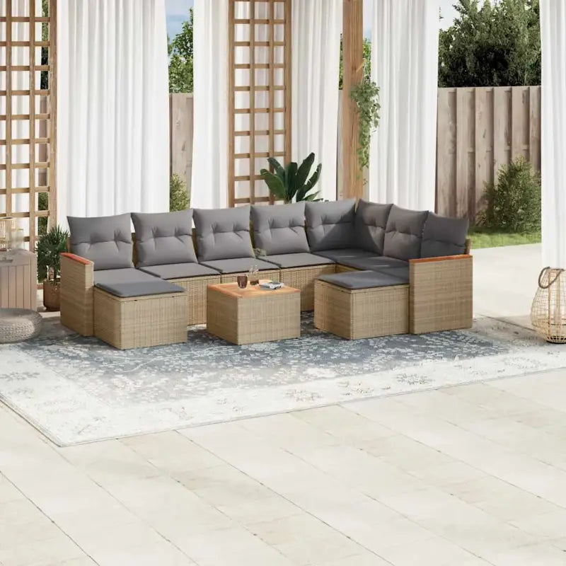 Beige materiaal loungeset met gepoedercoat staal en waterdichte tas - Beige en grijs / Met tafel - Tuinsets