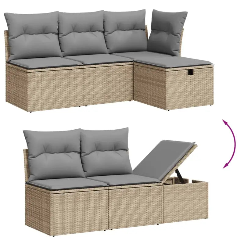 Beige materiaal loungeset van gepoedercoat staal met ideale afmetingen - Tuinsets