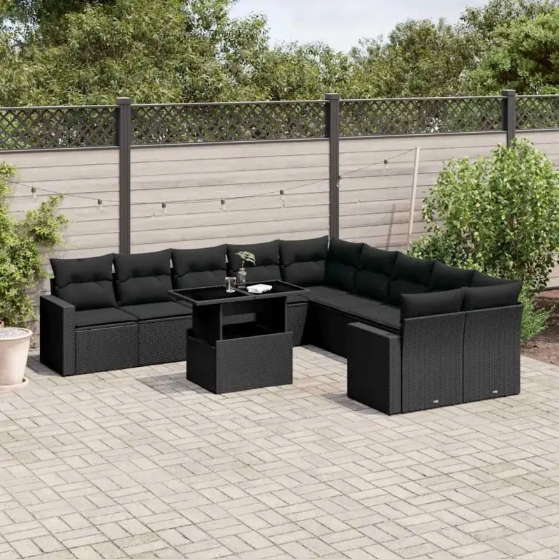 Beige materiaal loungeset van gepoedercoat staal met perfecte afmetingen - Zwart / Met tafel - Tuinsets