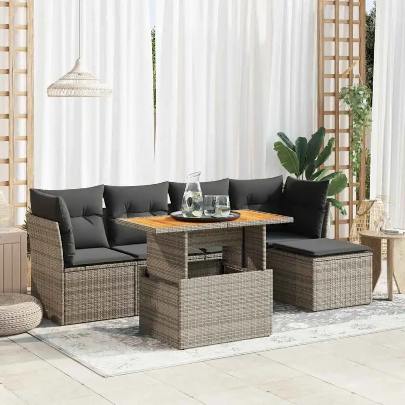 Beige Materialien Loungeset met Gepoedercoat Staal Afmetingen voor Buiten - Grijs / met opbergruimte - Tuinsets
