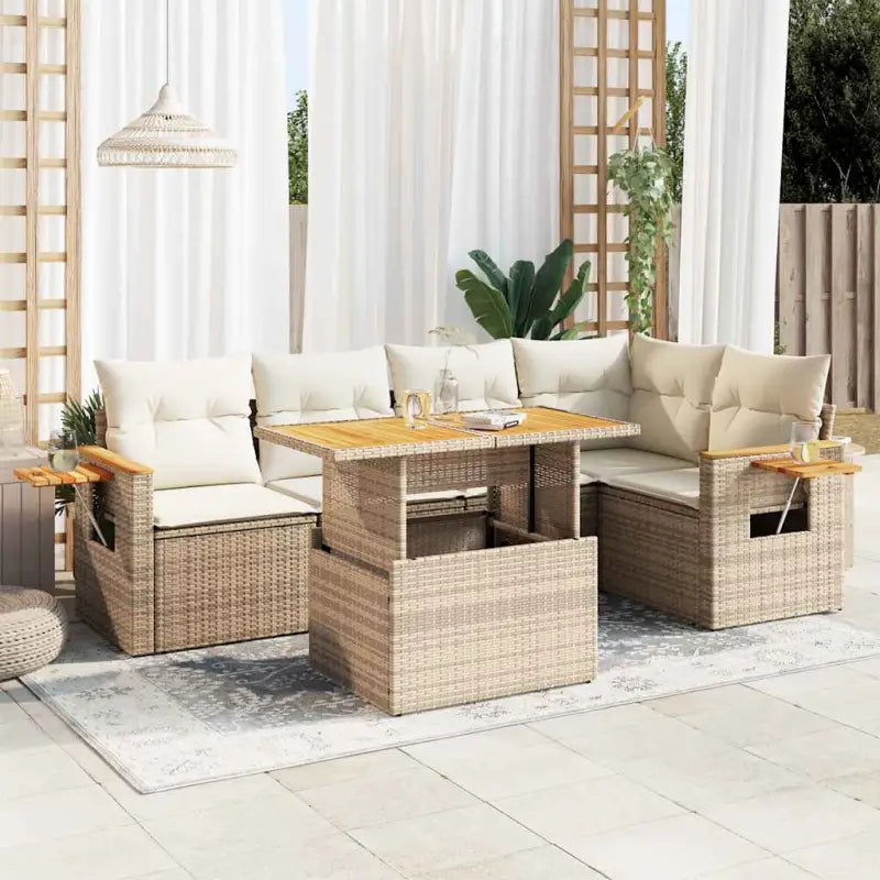 Beige tuin loungeset van gepoedercoat staal met comfortabele afmetingen - beige en crèmekleurig / met opbergruimte