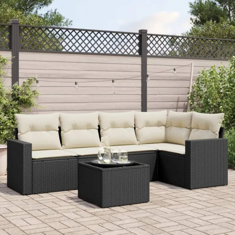 Beige tuinbank van gepoedercoat staal met comfortabele afmetingen - Zwart en crème / Met tafel - Tuinsets