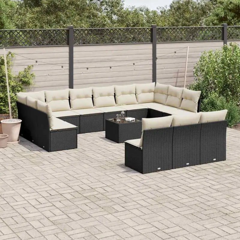 Beige tuinset met waterdichte tas en gepoedercoat staal voor buitengebruik - Zwart en crème / Met tafel - Tuinsets