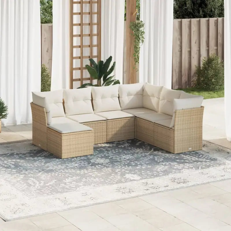 Benige loungeset met waterdichte tas en gepoedercoat staal in beige - beige en crèmekleurig / Zonder tafel - Tuinsets